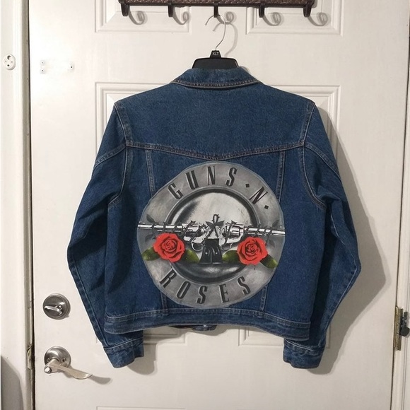 Vintage Guns N Roses custom reworked denim jacket size